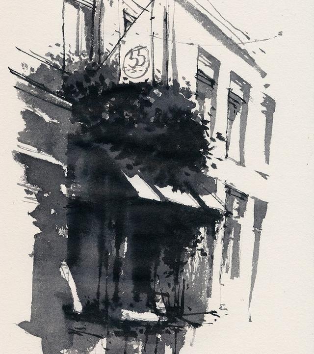 黑白水彩建筑风景画 东方水墨韵味 助你快速抓住大感觉