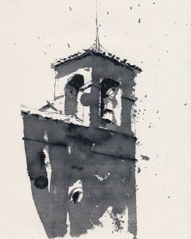 黑白水彩建筑风景画东方水墨韵味助你快速抓住大感觉