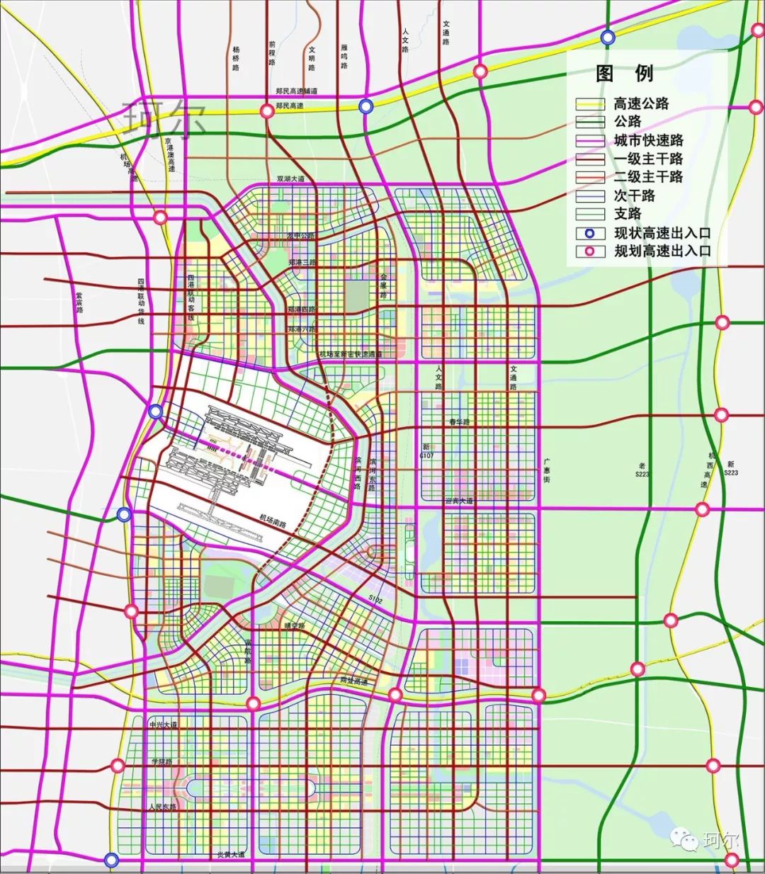 08郑州航空大都市交通规划示意图08郑州航空大都市整体鸟瞰示意图