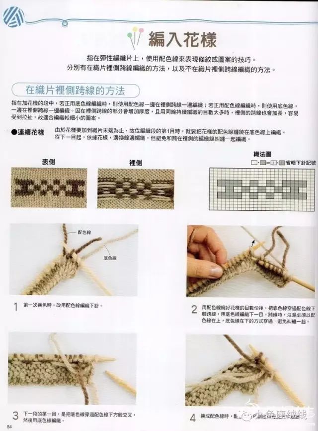 新手基础针法毛衣提花的几种织法图解