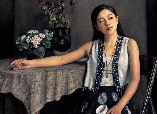 布面油画 60×50cm 1991年这两位画家都老婆的人体画的漂亮,精致画出