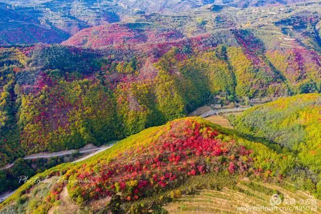 金秋季节赏红叶品享苹果美味无人机飞阅灵宝寺河山