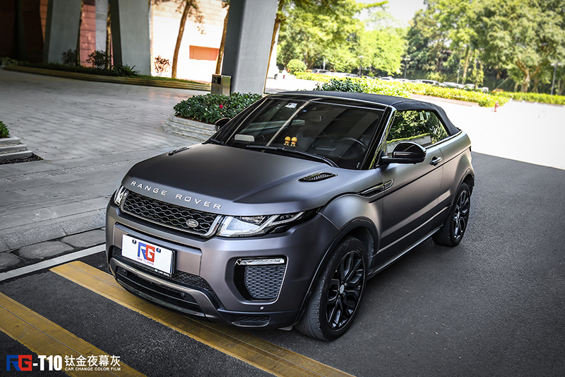 路虎极光敞篷车身改色钛金夜幕灰rg瑞集改色膜广州总店出品