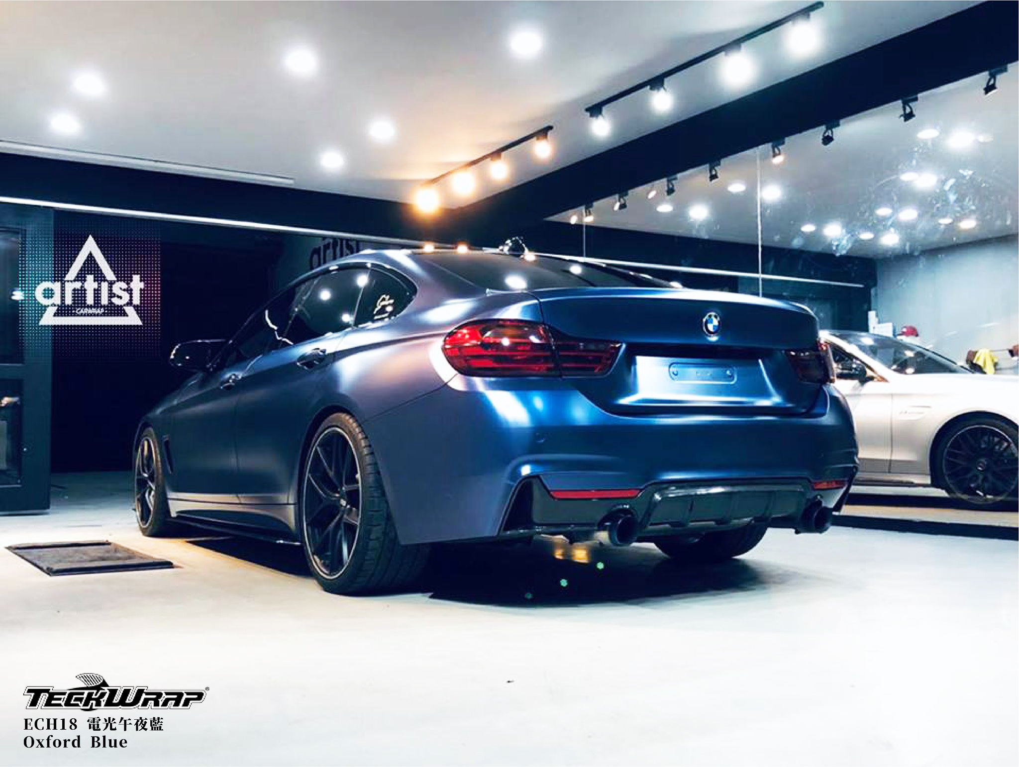 teckwrap秃鹰汽车车身改色贴膜进口ech18电光午夜蓝宝马f36台湾作品