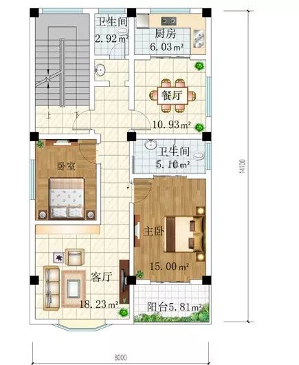 2款三層半農村自建房,佔地都是110平方米,第1款可以做商鋪_設計