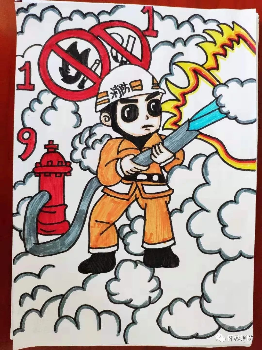 我是小小小消防员绘画图片
