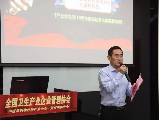 产业分会副会长兼秘书长刘爱林发言