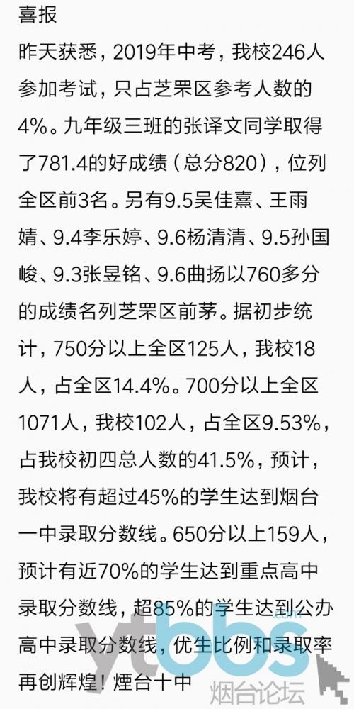 芝罘中学、十中、祥和、三中等校的中考成绩!附2019年高考(图2)