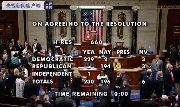 美国众议院投票通过弹劾总统调查程序