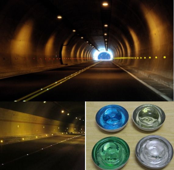 图11:钢化玻璃猫眼道钉隧道内反光环隧道内反光环是使用较多的视线