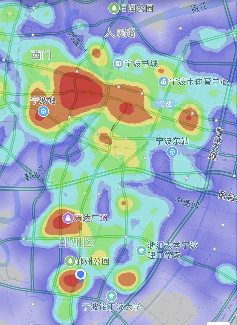 在寧波那個區域人流量比較多啊?小編通過熱力圖告訴你