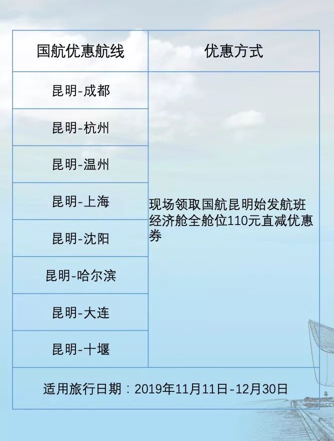 昆明機場約惠長水雙11機票秒殺節來啦