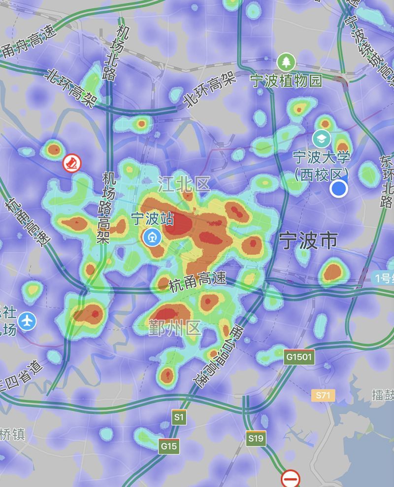 在宁波那个区域人流量比较多啊?小编通过热力图告诉你