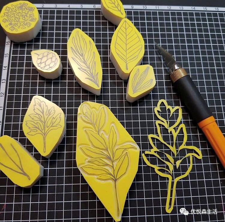 植物花卉の清新橡皮章用巧手留住自然