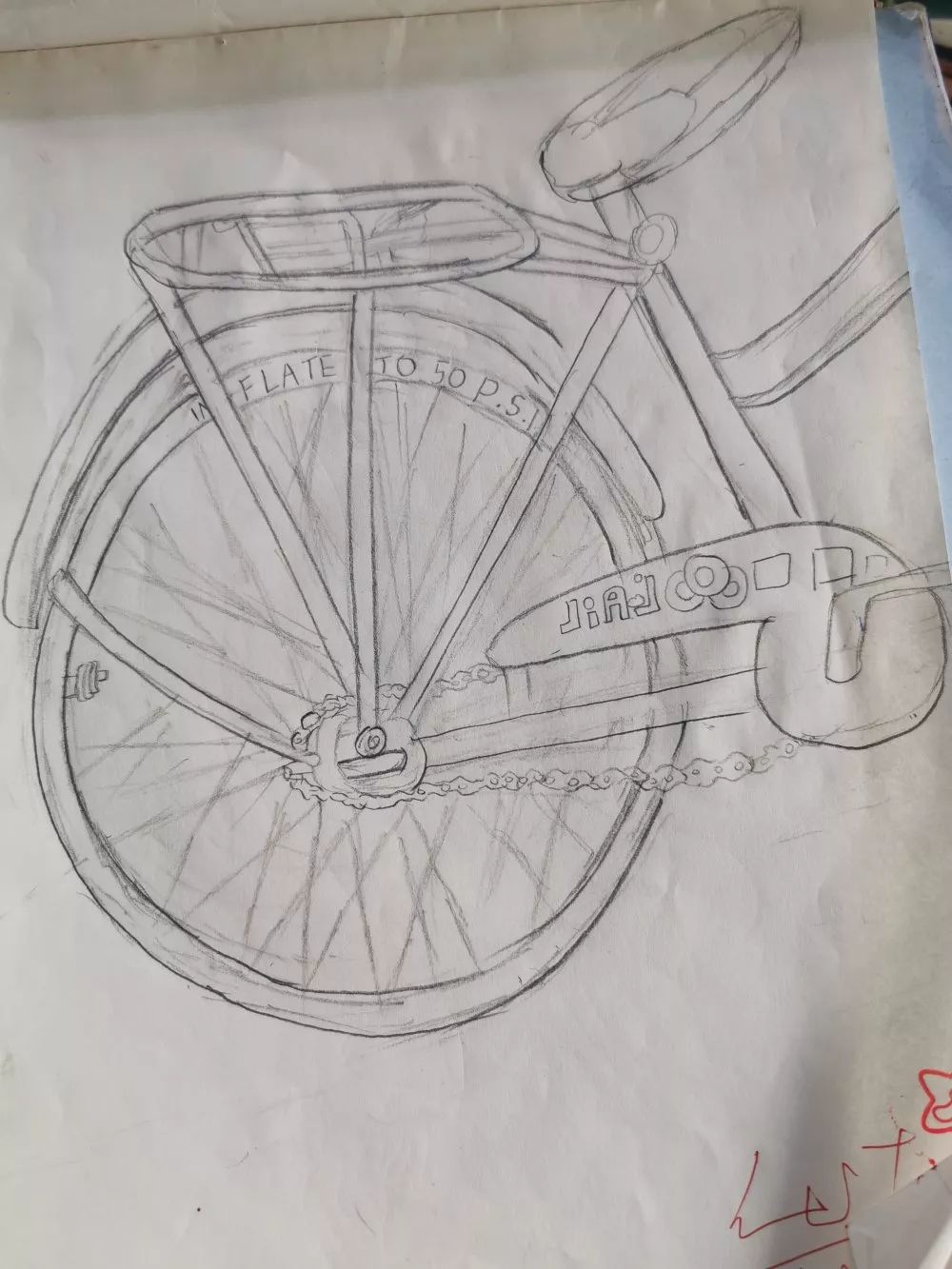 自行车局部素描图片