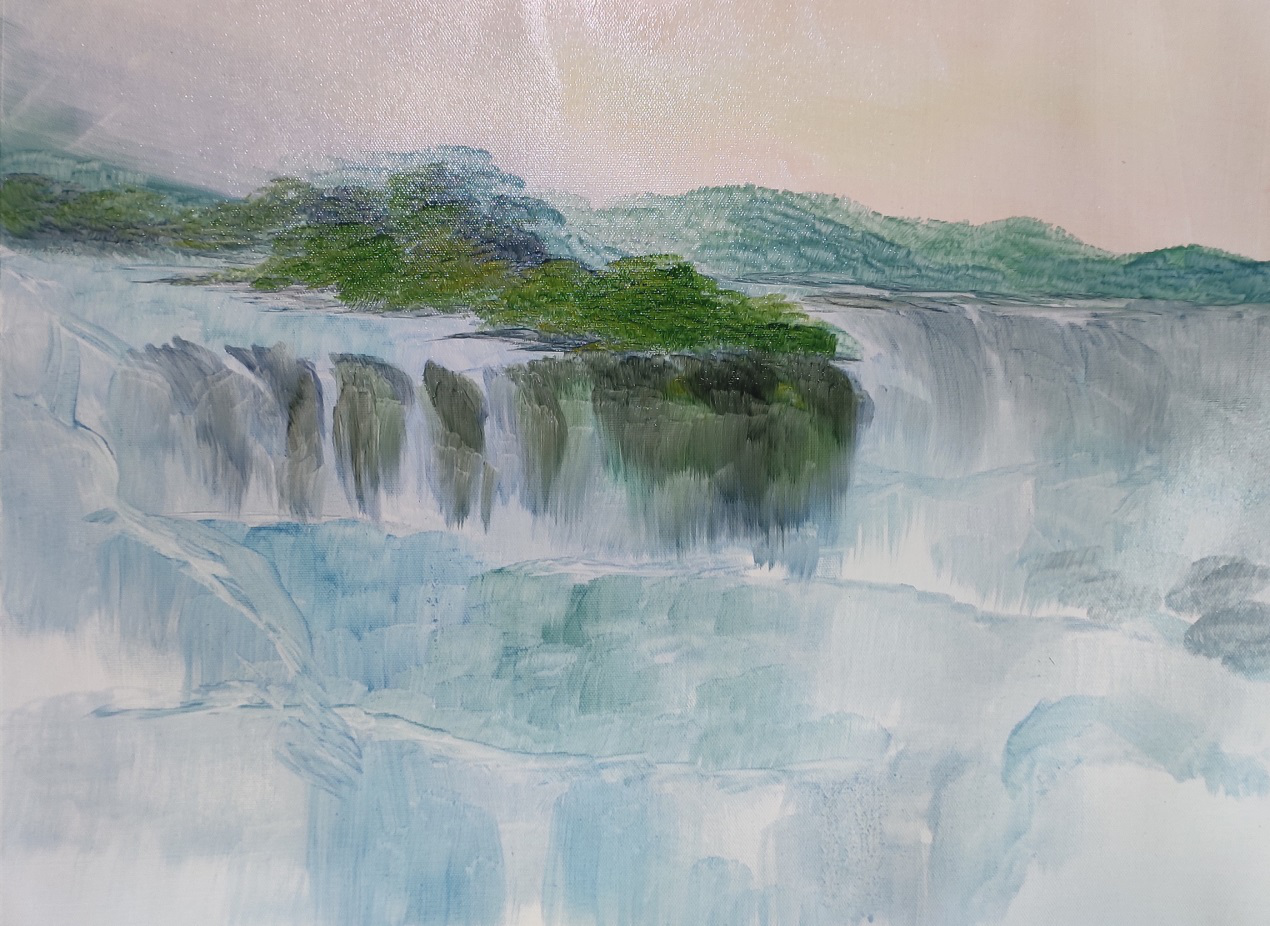 绘画教程系列,五步教你画出仙境中的瀑布