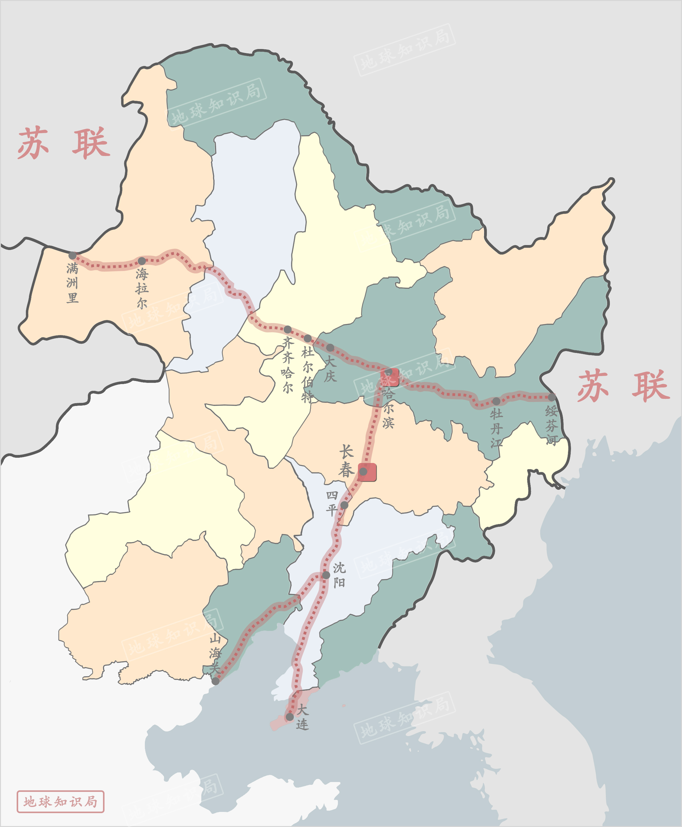 东三省火车地图图片