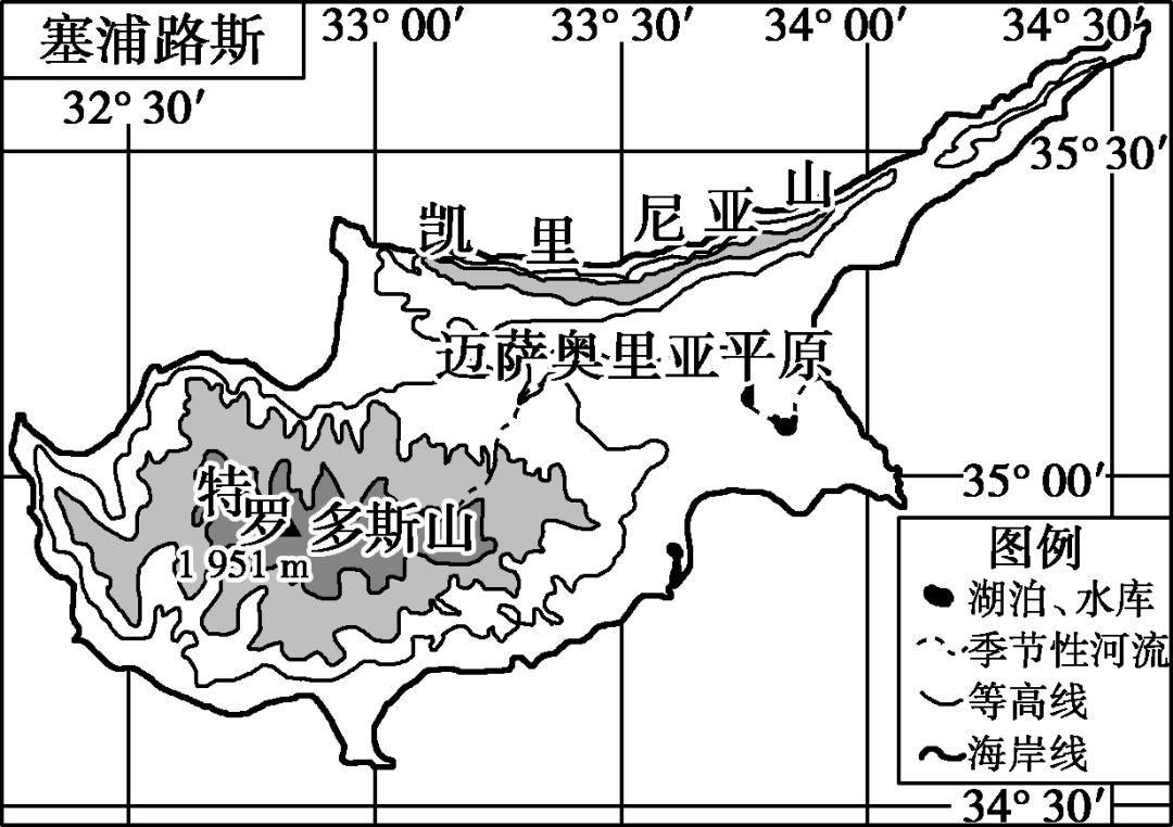 塞浦路斯是地中海的第三大岛,属于地中海气候,中部低地平原气候最干热