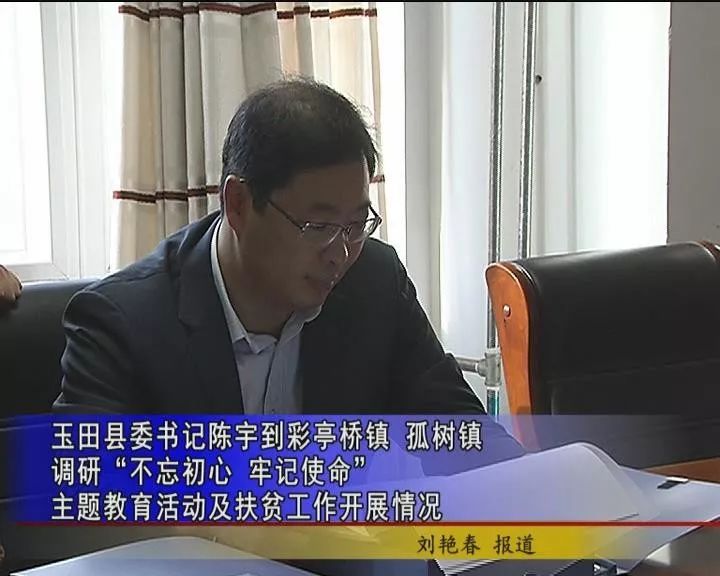 玉田县委书记陈宇到彩亭桥镇孤树镇调研不忘初心牢记使命主题教育活动