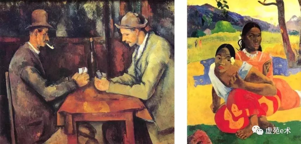 左:法国后印象派画家塞尚的《玩纸牌者》1.6亿英镑(约15.