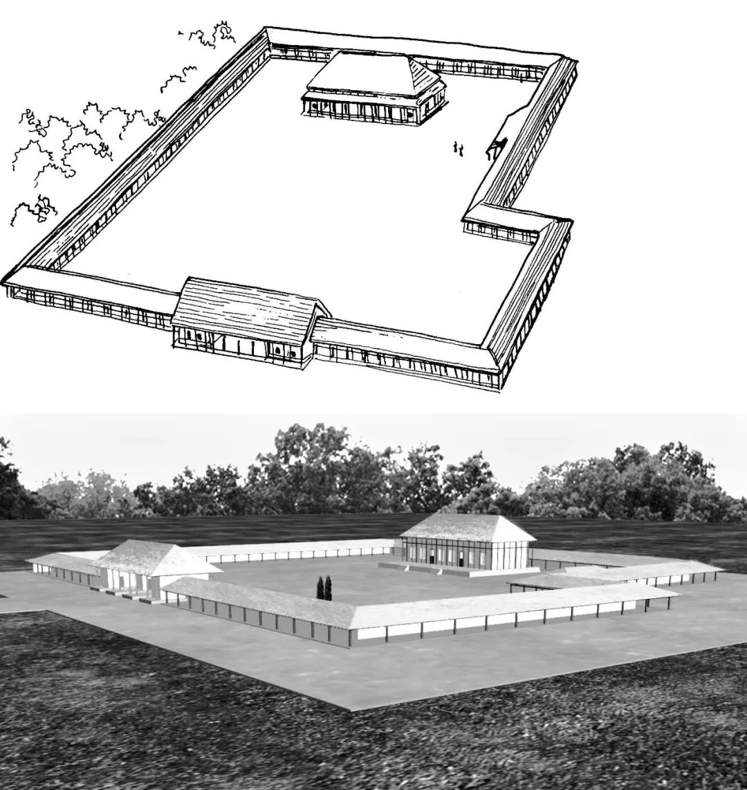 二里头1号宫殿复原日本学者黄川田修博士在整合前人研究的基础上,概括