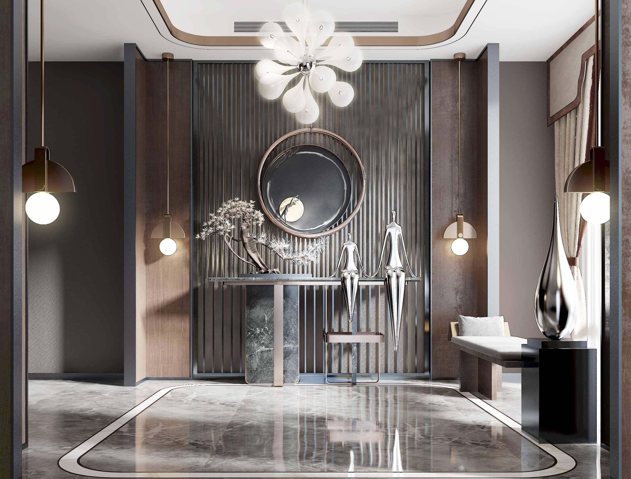 玄关装修这么美客人一看赞不绝口太漂亮了