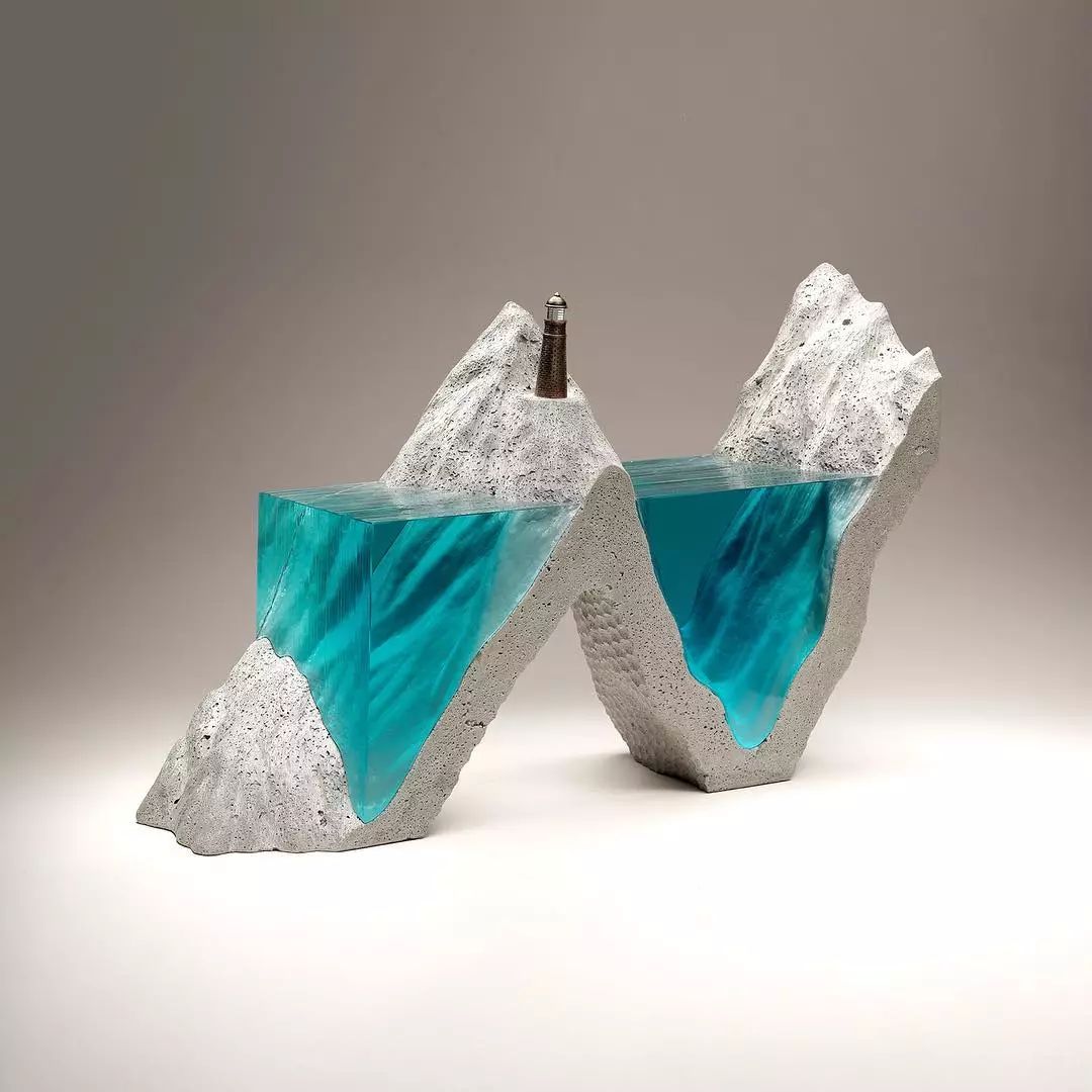 benyoung凝固的浪影涛声玻璃雕塑艺术