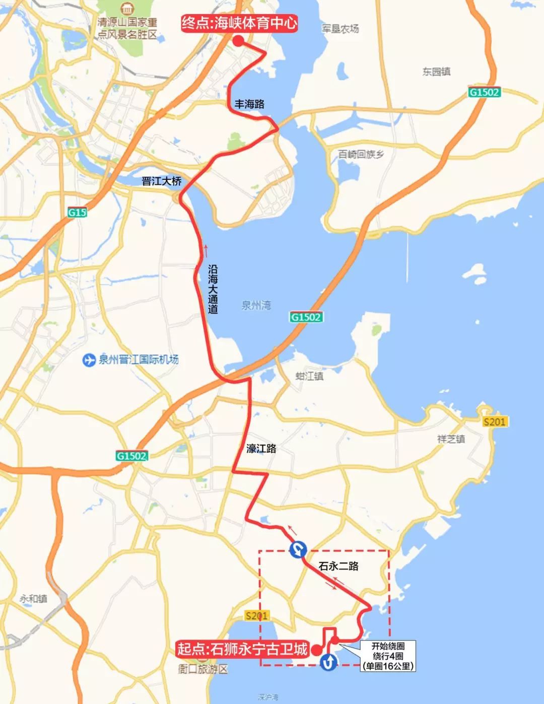 管制路线:晋江祖昌体育馆——世纪大道——双龙路——机场连接线