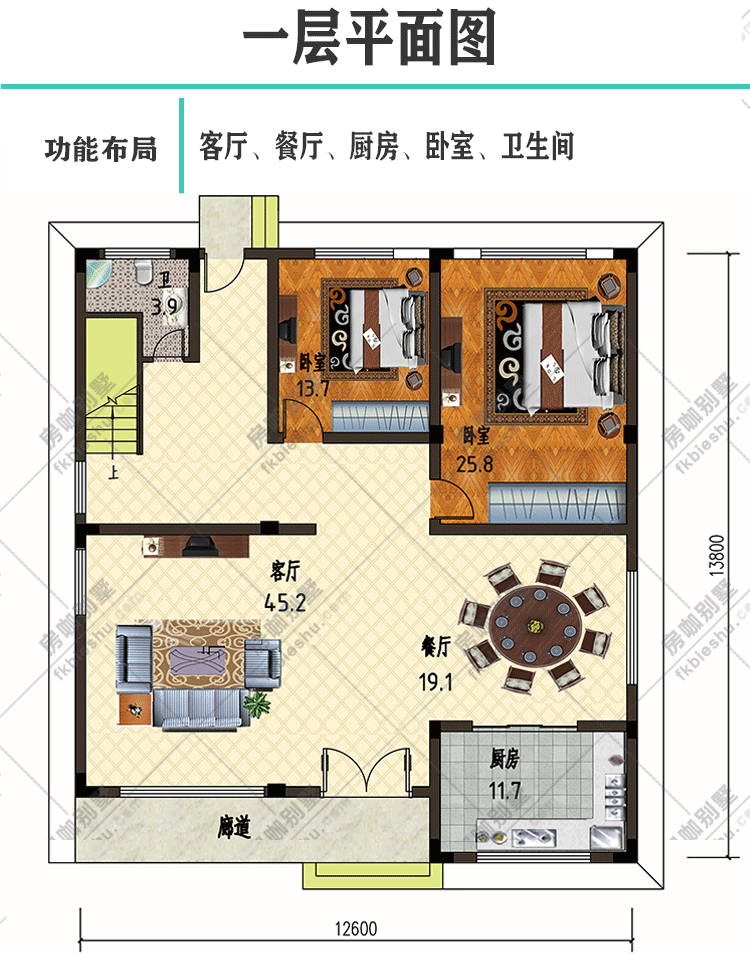 漂亮平顶三层别墅图纸图片