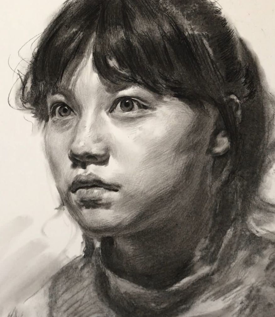 素描教学朱传奇教你在女青年素描头像中处理亮部的过渡与衔接