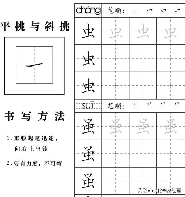 硬笔书法入门知识基本笔顺之点提折钩。_起笔