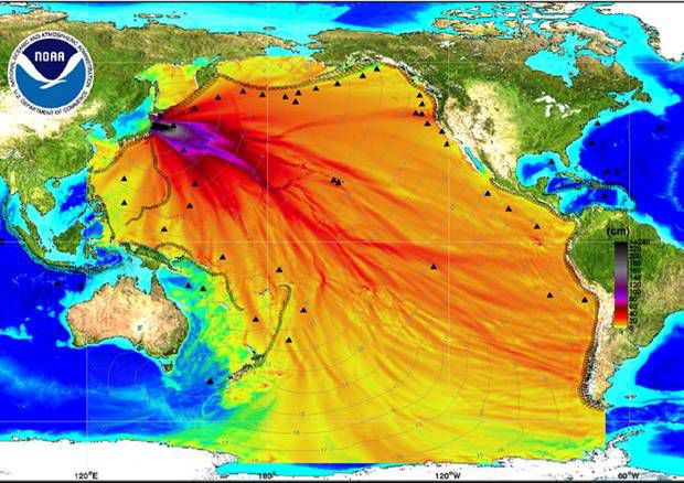 范围(美国noaa监测到的日本福岛核泄漏事故导致全球海洋辐射污染情况)