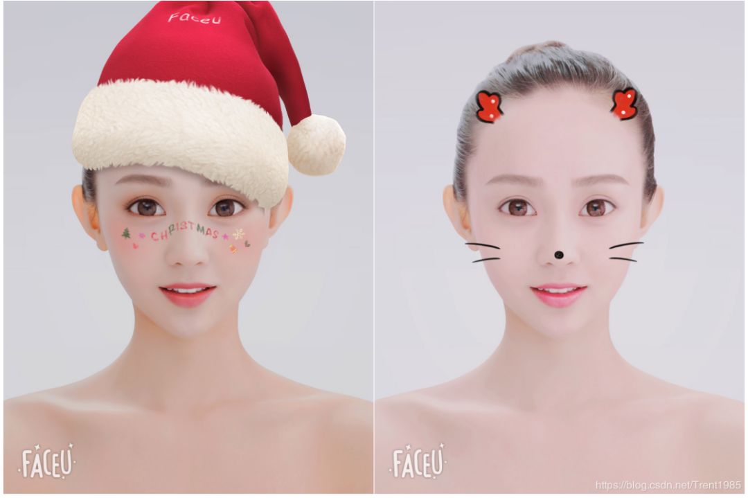 我们先来看一下faceu的两张效果图