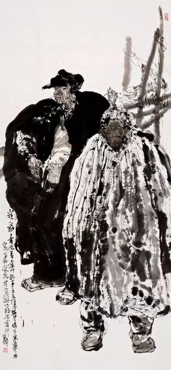 大写意人物扛鼎人王首麟尽得高士之风颇多仁者之心