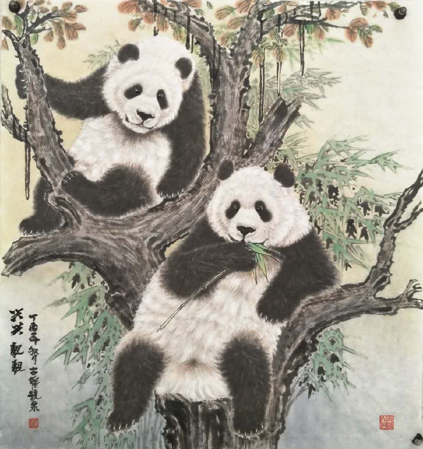 世界大熊猫艺术家头条丨著名画家刘进全熊猫系列作品欣赏