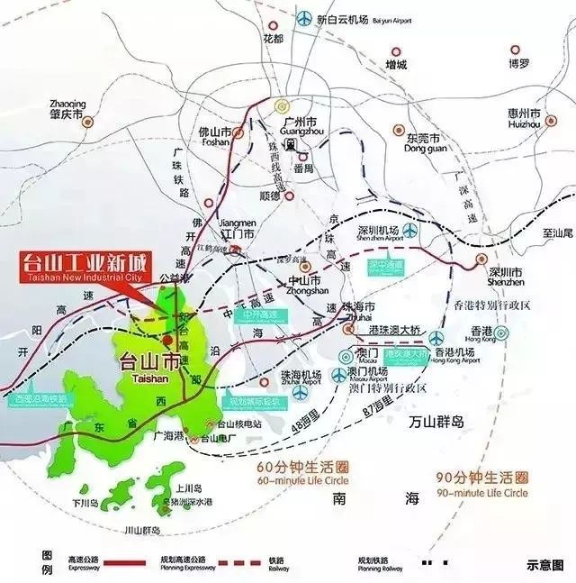 三纵即新台高速,国道g240,广台高速,三横即中开高速(深中通道)