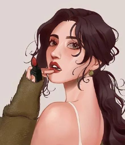 漂亮成熟的女孩肖像插画这个画风太喜欢啦