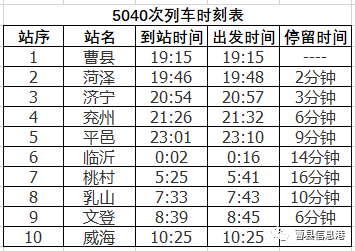 鉅野火車站新增1趟列車11月16日起運行附列車時刻表