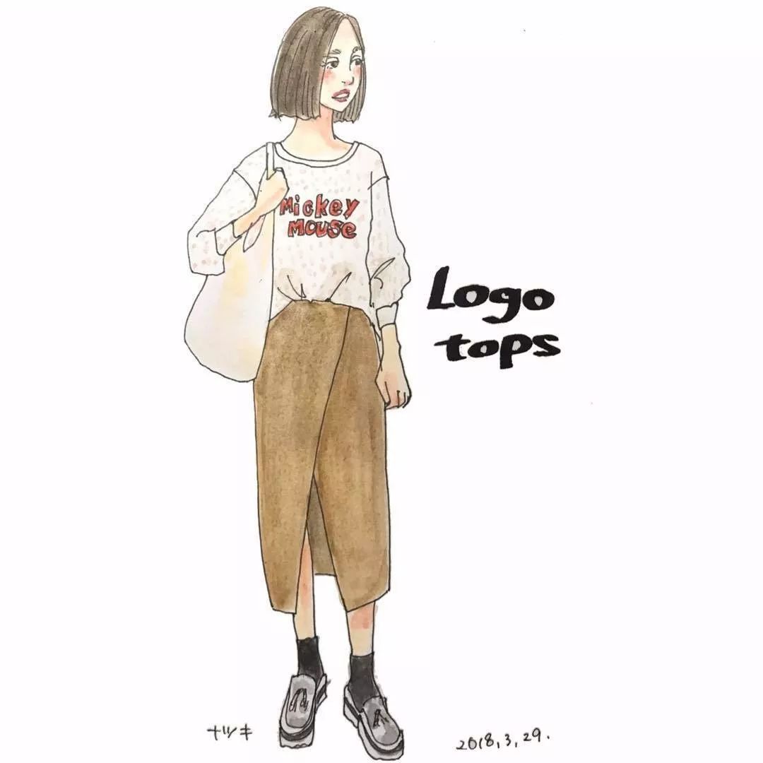 日本插画师natsuki以独特的手绘风画出日本女生的时尚穿搭和男女甜蜜