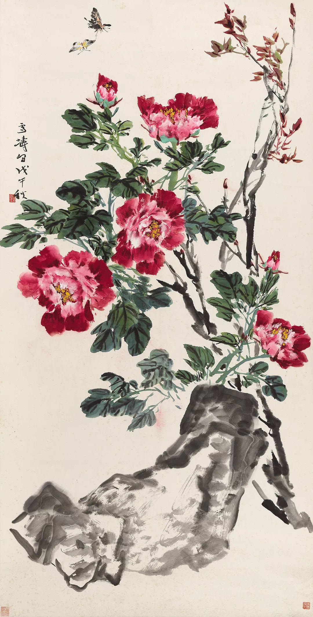 约4.4平尺王雪涛 益寿图设色纸本 镜心 1979年作134×69 cm. 约8.