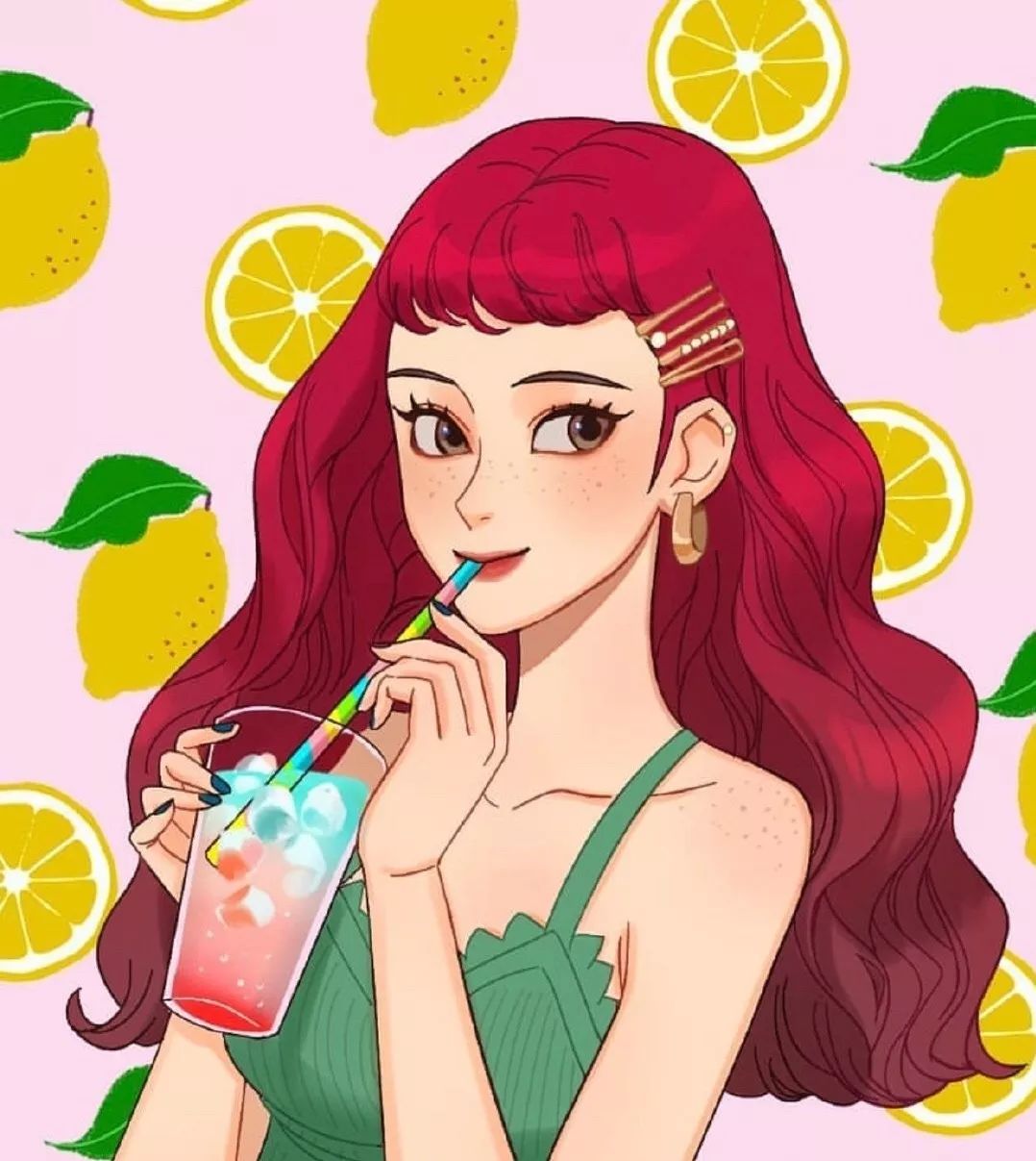 漂亮成熟的女孩肖像插画这个画风太喜欢啦