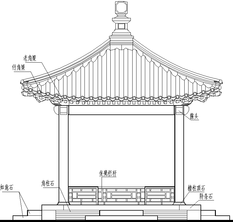 四角亭子顶部结构图片