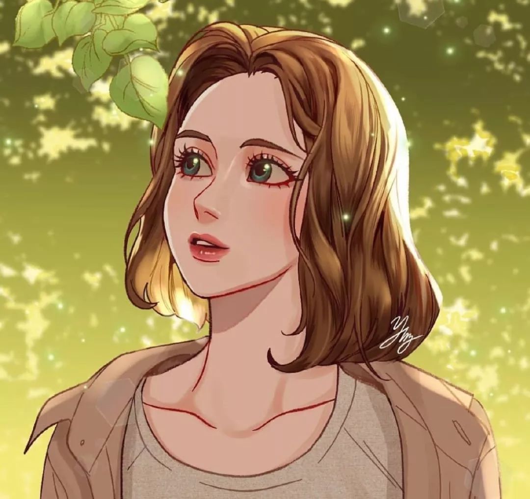 漂亮成熟的女孩肖像插画这个画风太喜欢啦