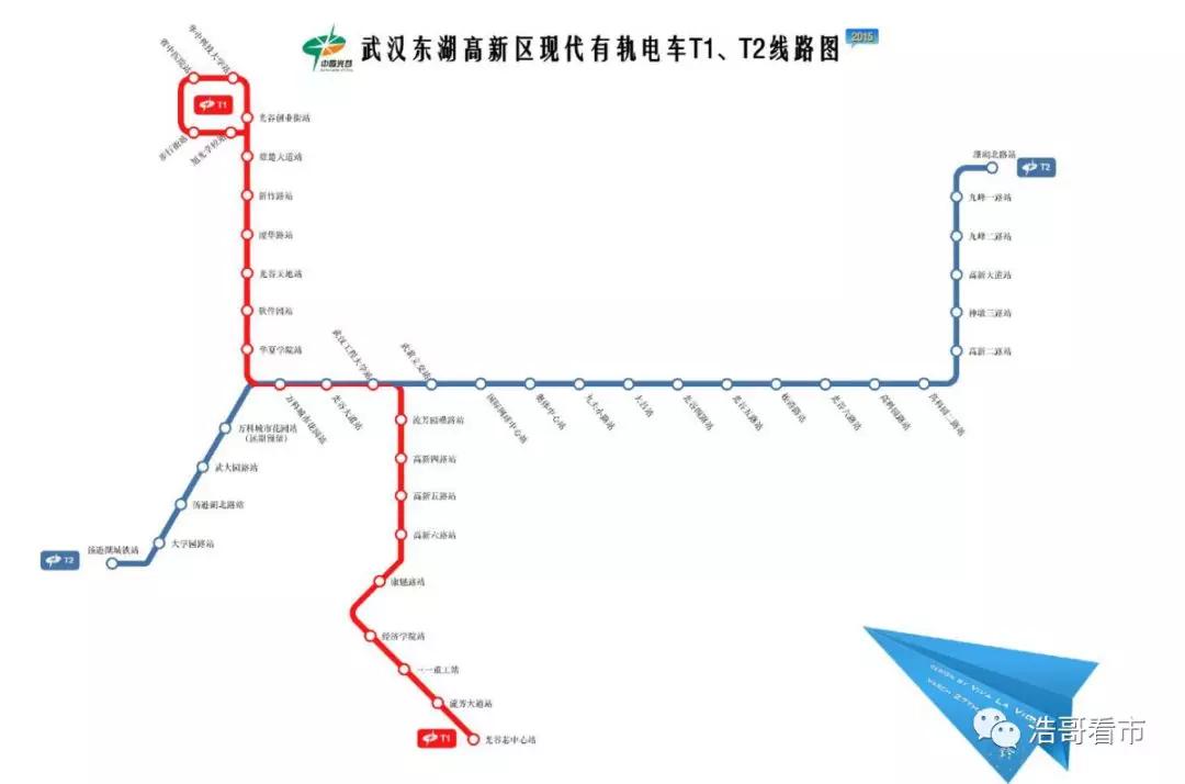 已开的t1,t2有轨电车线路图除此之外,项目附近还有多条公交路线经过
