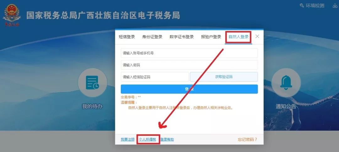 cn)广西壮族自治区税务局官方网站方式二"自然人税收管理系统(http