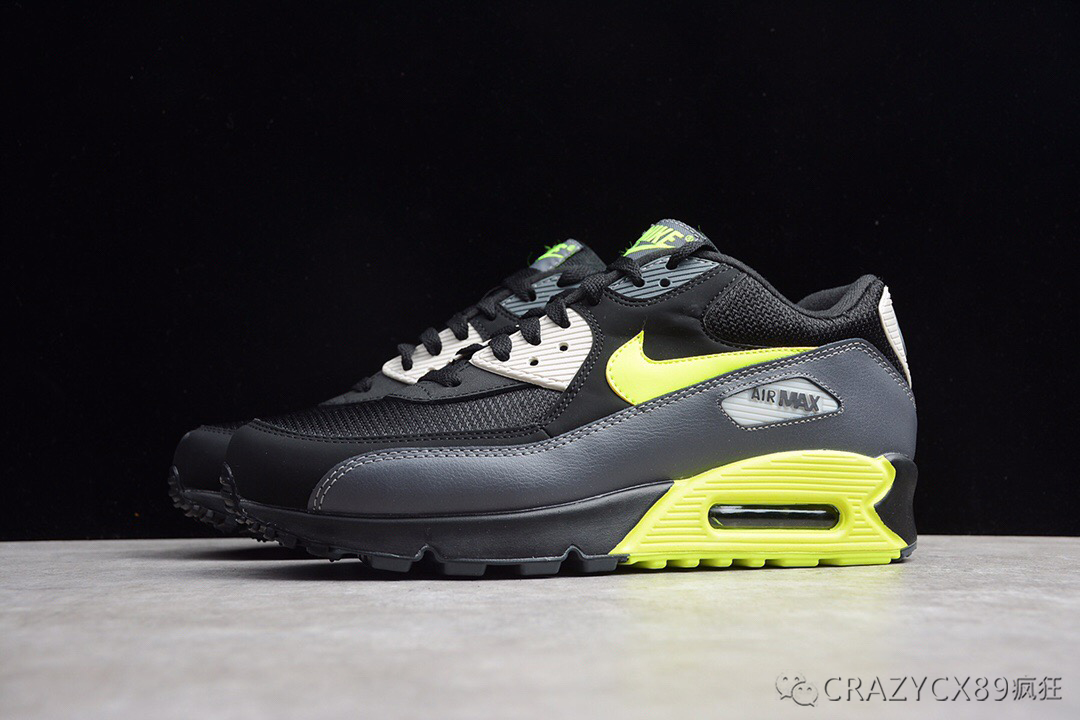 nike air max 90 essrntial 耐克气垫黑灰绿网面跑步鞋