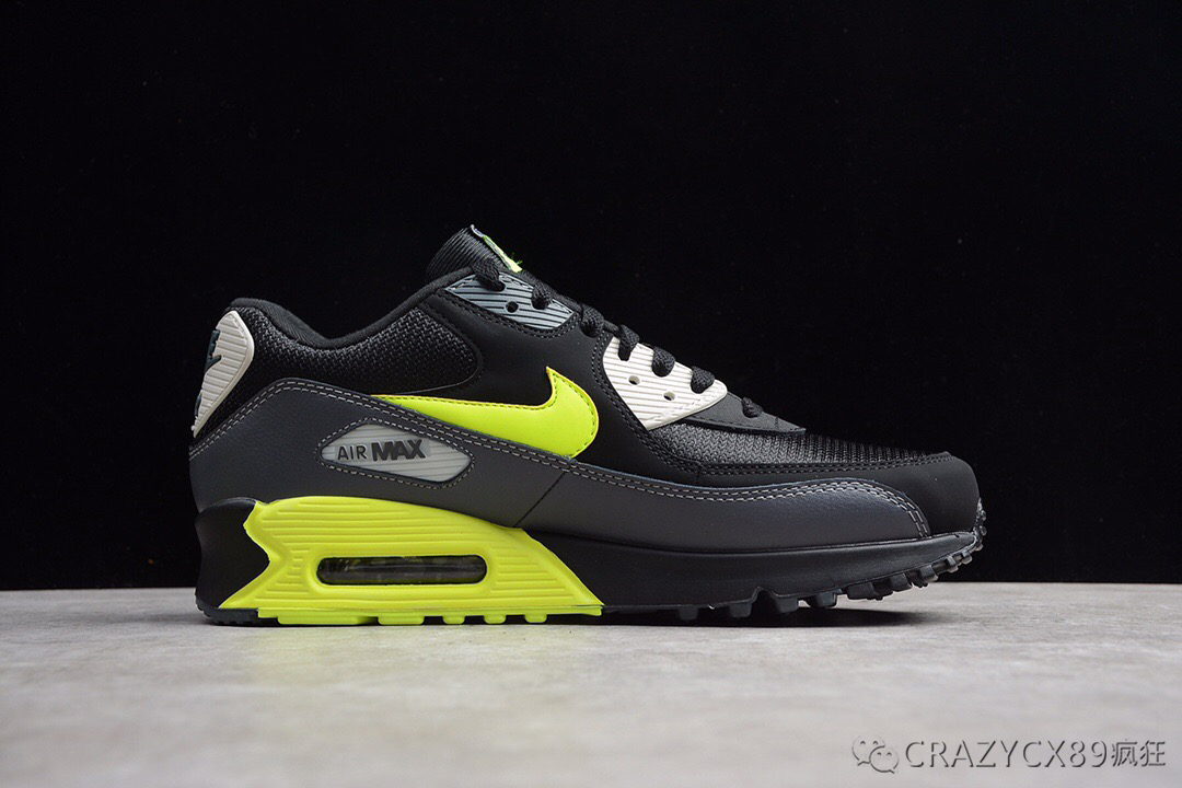 nike air max 90 essrntial 耐克气垫黑灰绿网面跑步鞋