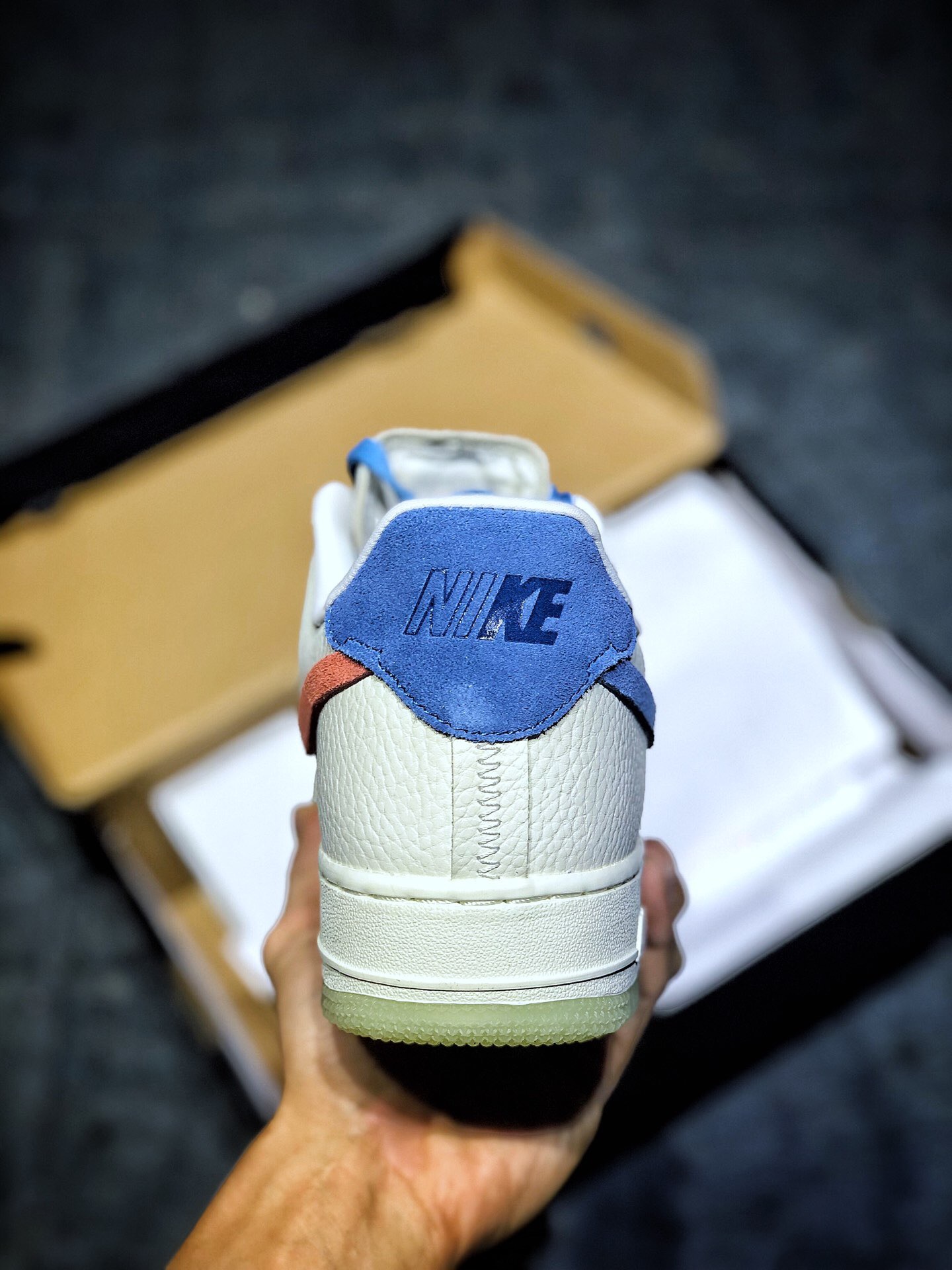 耐克解构断钩nikewmnsairforce107lx蓝橘鸳鸯板鞋