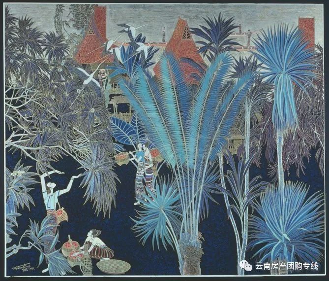 《母爱》 纸本重彩《和平,平等,进步》纸本重彩《云南画派的曙光》