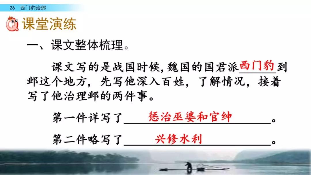 部編版四年級上冊第26課《西門豹治鄴》圖文講解